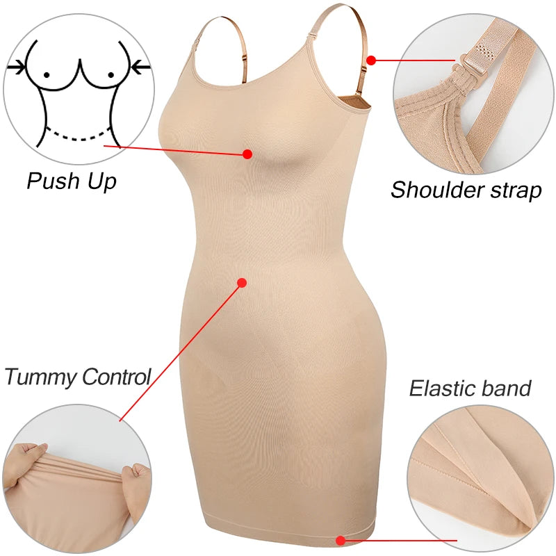 Women's Full Slip Shapewear Bodysuit - Tummy Control & Butt Lifter