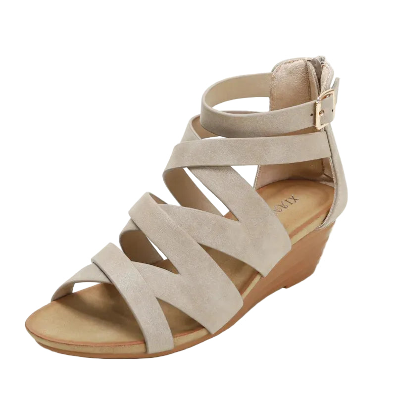 Women's Wedge Sandals with Stylish Striped Design