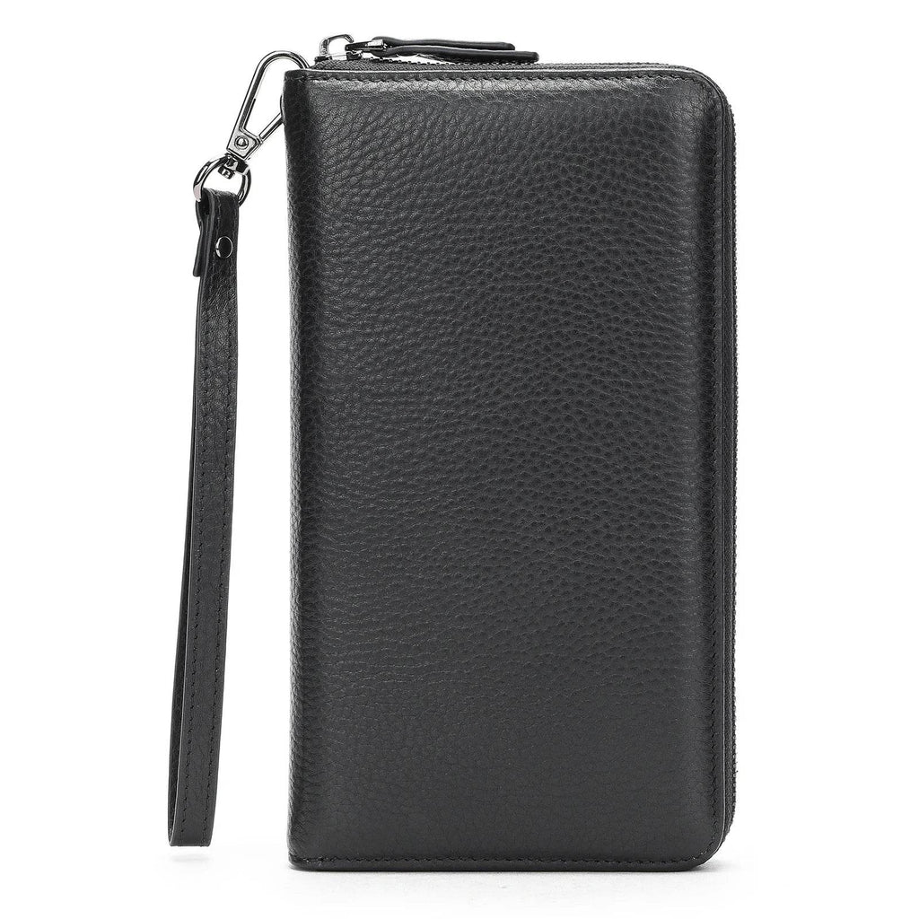 Men's First Layer Cowhide Clutch Bag Leather Multi-Functional Long Purse - VacationGrabs