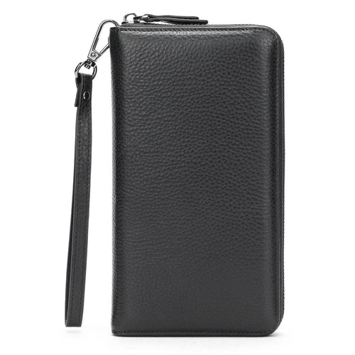 Men's First Layer Cowhide Clutch Bag Leather Multi-Functional Long Purse - VacationGrabs