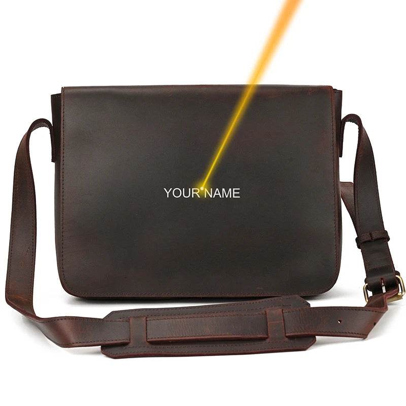 Retro Genuine Leather Laptop Shoulder Bag Business Messenger Bag - VacationGrabs