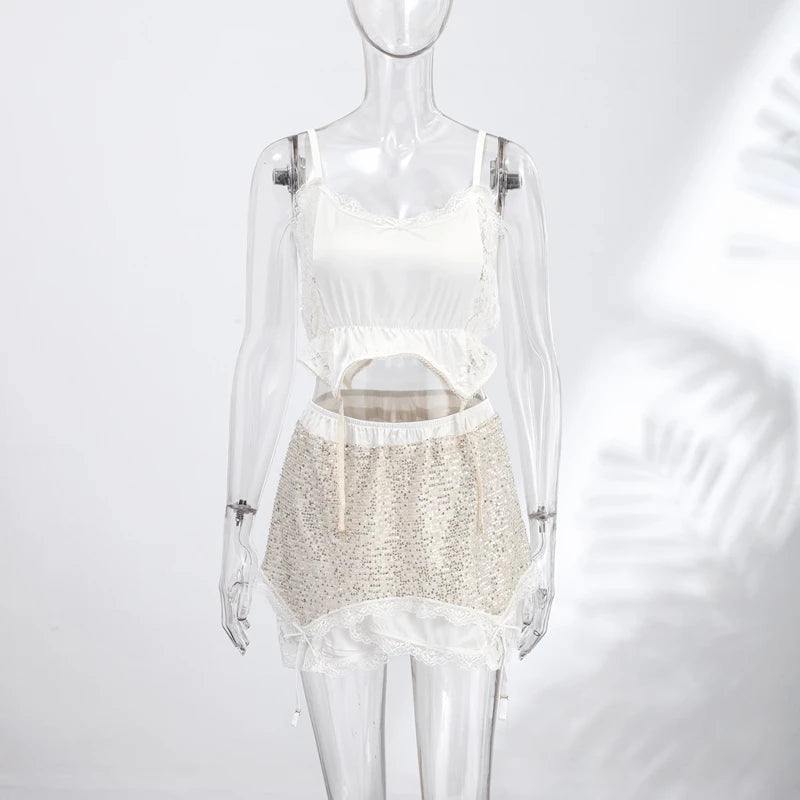 Chic Two-Piece Glitter Resort Outfit - Chic Vacation Wear