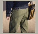 Red Tornado Army Fatigue Pants Cotton Sateen High Rise Casual Trousers Relaxed Fit