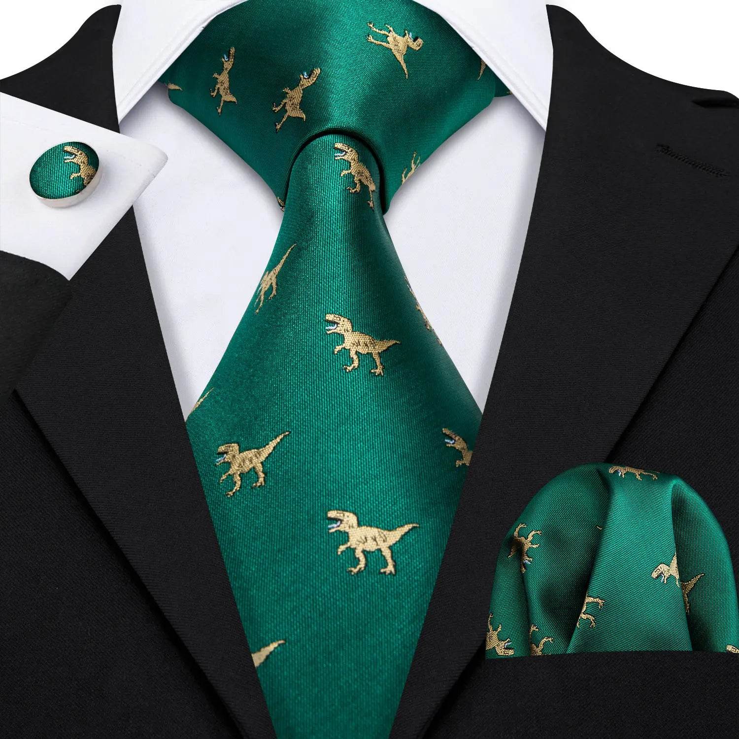 Green Silk Tie Set for Men: Multiple Shades Available - VacationGrabs