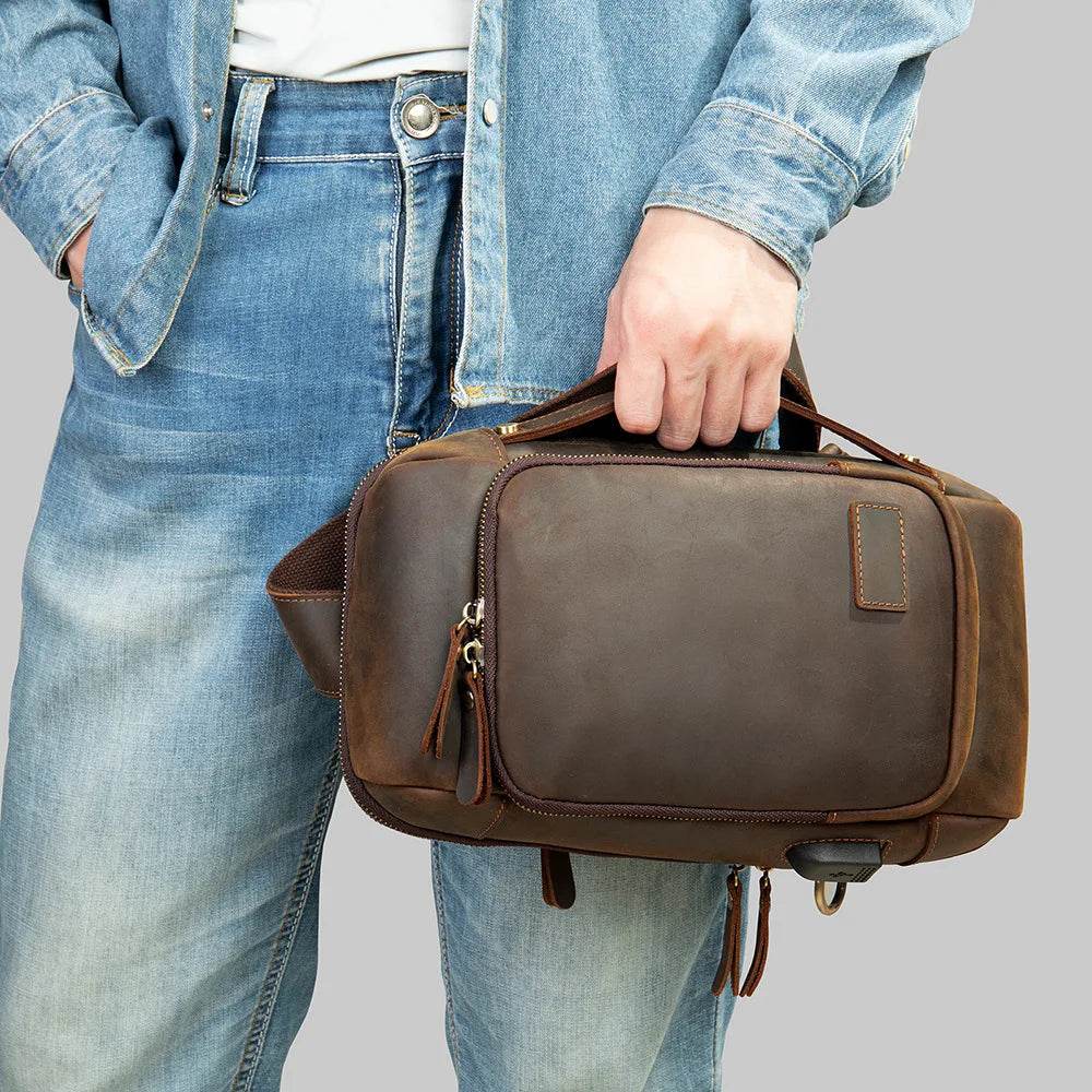 Luxury Designer Chest Bag for Men Vintage Single Shoulder Sling - VacationGrabs