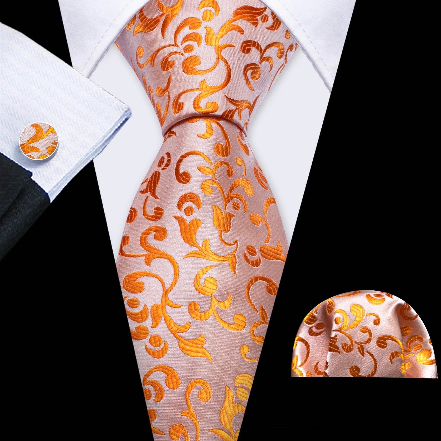 Floral Jacquard Silk Tie Set for Men - VacationGrabs