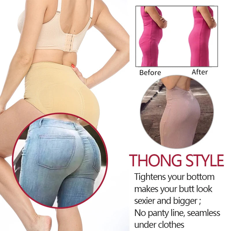 Padded Butt Lifter Shaping Panties for Women, Firm Control