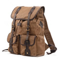 Vintage Leather Travel Backpack, Waxed Canvas 15.6" Laptop