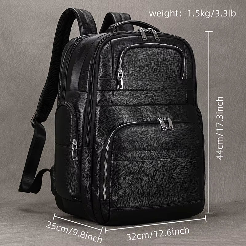 Mochilas de piel de doble capa de gran capacidad para hombre