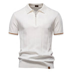 Men's Sport Zip Polo Shirt – Solid Color, Short Sleeve