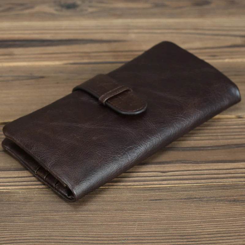 Genuine Leather Long Wallet for Men & Women Cowhide Anti-Theft Purse - VacationGrabs