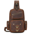 Men's Vintage Crazy Horse Leather Sling Chest Bag