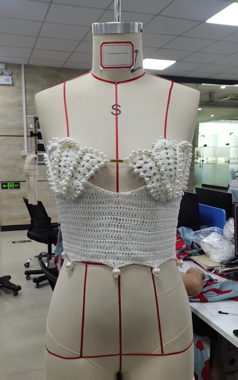 VacationGrabs Sexy Pearls Knit Tube Top Lady Chic Beach Sleeveless Hollow Out Slim Fit Short Tops Summer Women Holiday Beachwear
