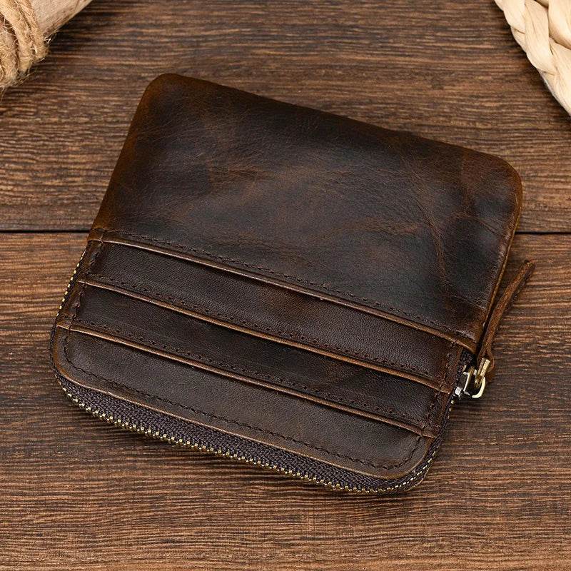 Mini Coin Purse Wallet Genuine Leather for Men & Women Zippered - VacationGrabs