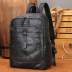 Black Leather Backpack for Men Casual Travel Daypack 14"