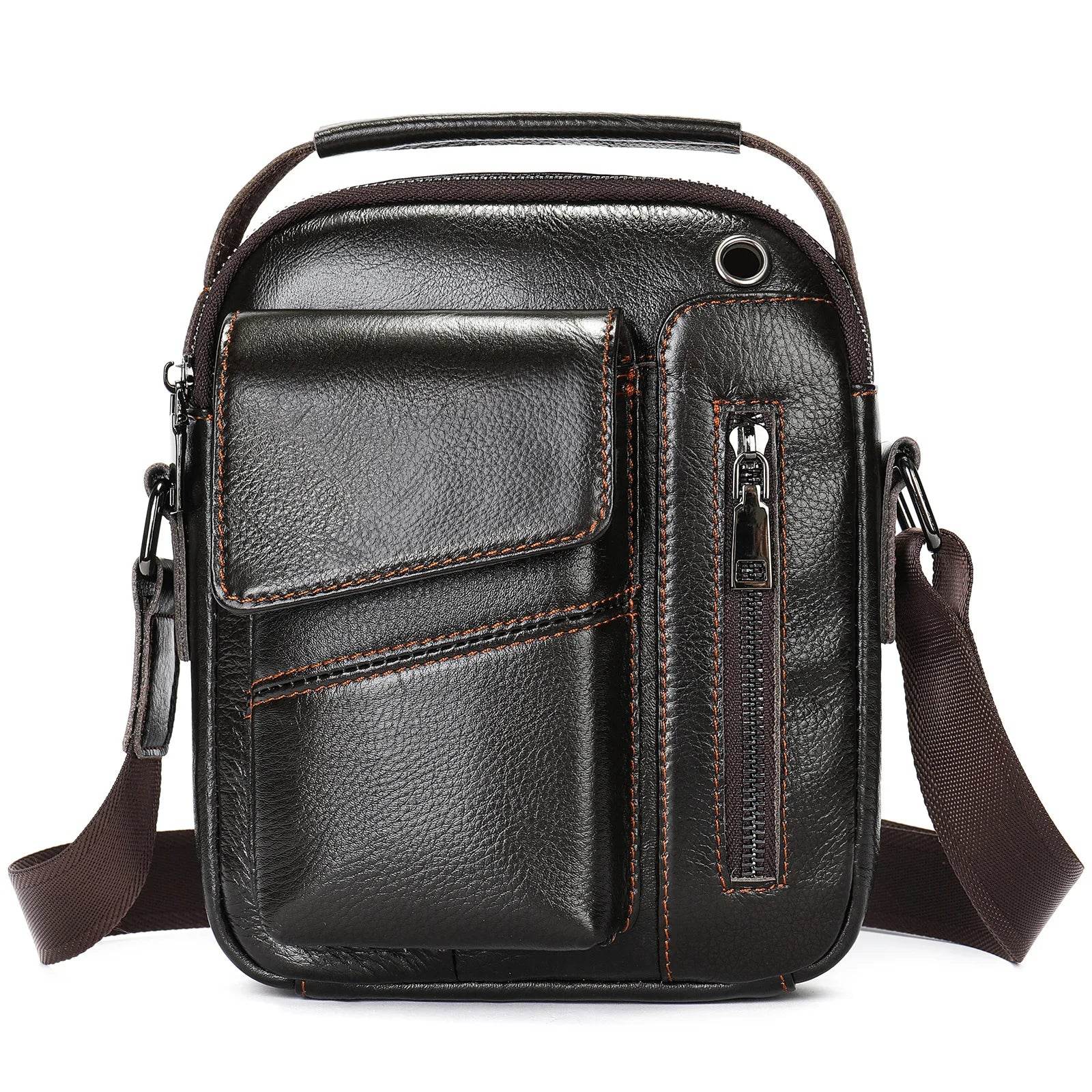 Genuine Leather Men's Shoulder Bag - VacationGrabs