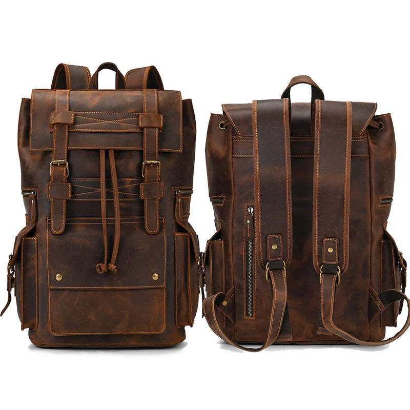 Top Layer Leather Business Backpack for Men 15.6"