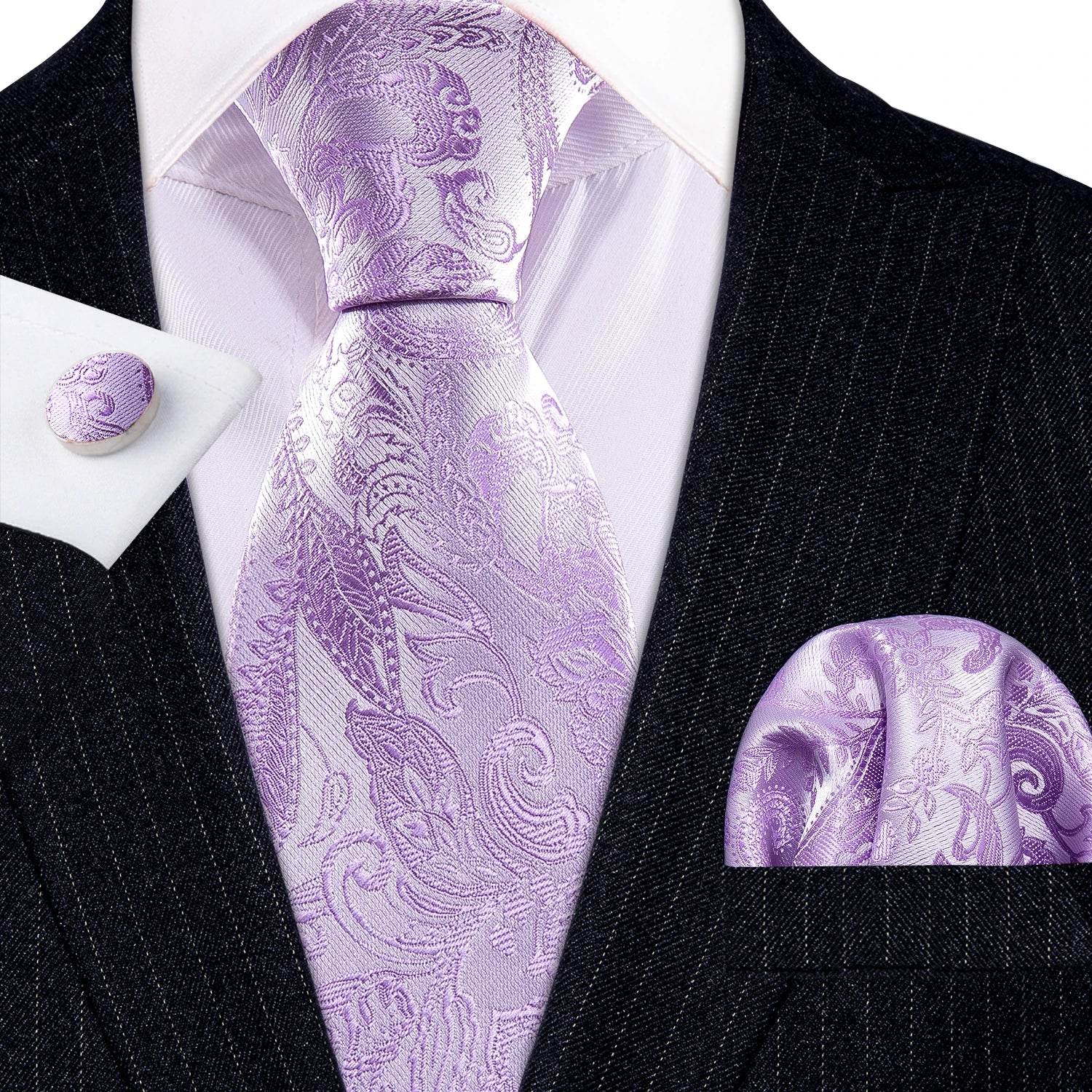 Floral Jacquard Silk Tie Set for Men - VacationGrabs