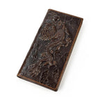 3D Dragon Style Genuine Leather Long Wallet for Men, Bifold Fashion - VacationGrabs