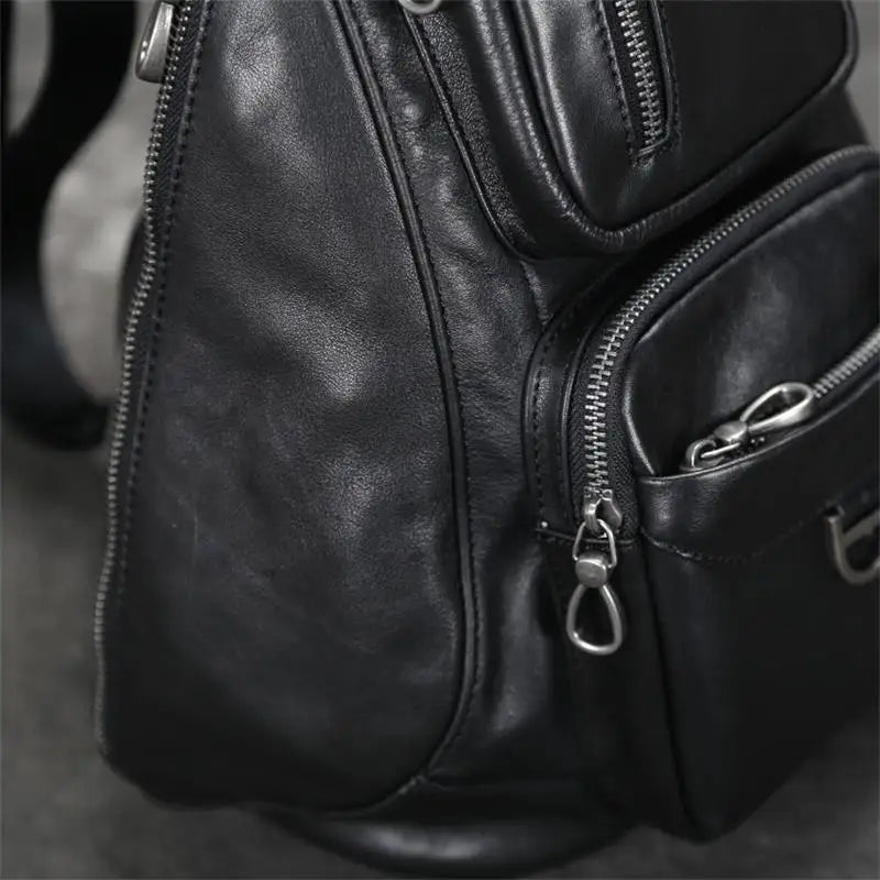 Men's Genuine Leather Sling Bag – Half Moon Chest Pack