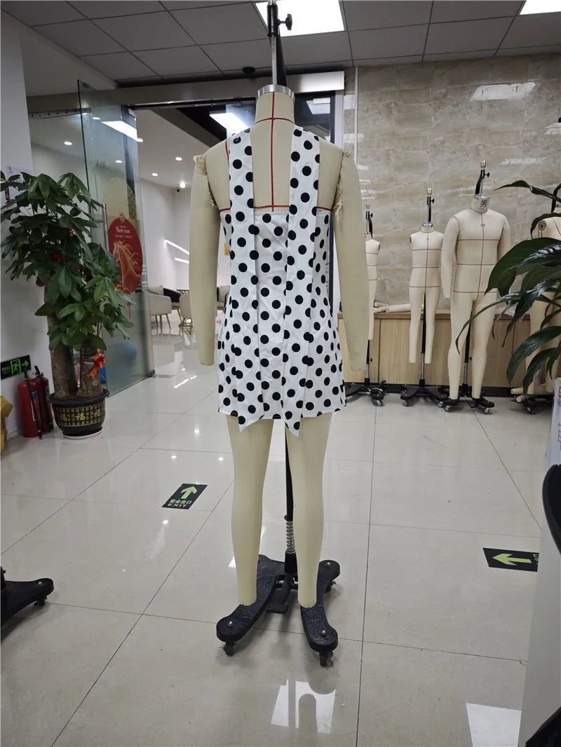 Women's Polka Dot Satin Tube Top Mini Dress Fashion Strapless Backless Bodycon Dress with Matching Neck Scarf Party Clubwear