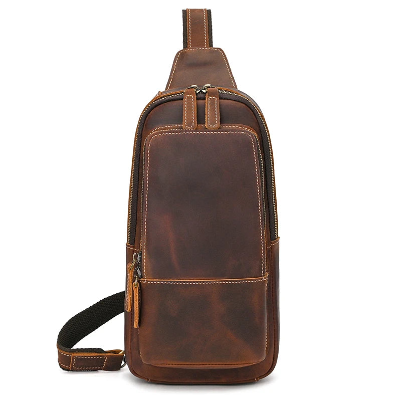 Men's Genuine Leather Crossbody Sling Bag | Black & Coffee