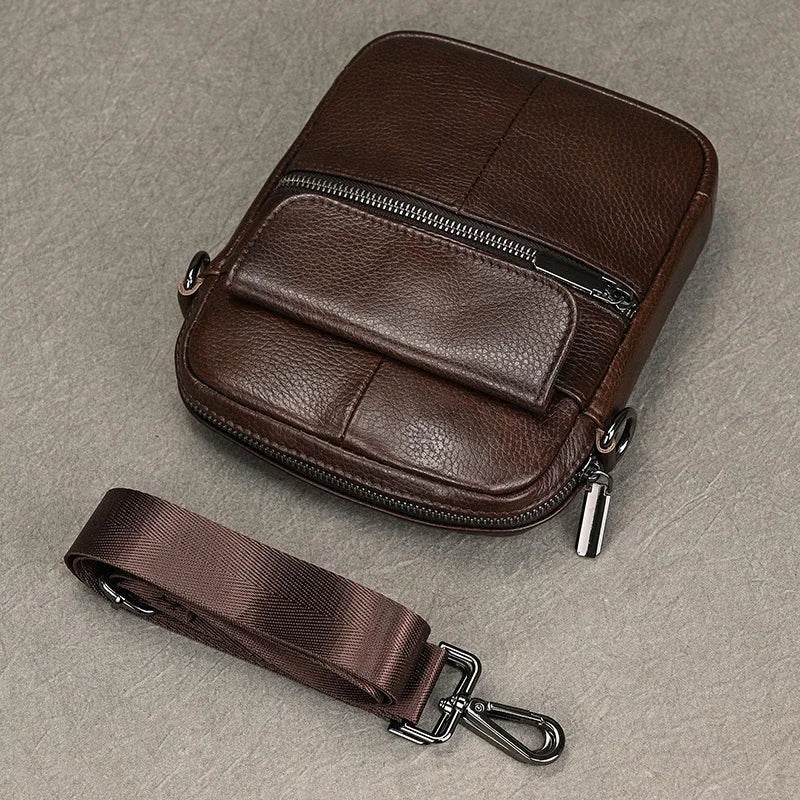 Casual Cowhide Men’s Crossbody Small Shoulder Bag for Phones - VacationGrabs