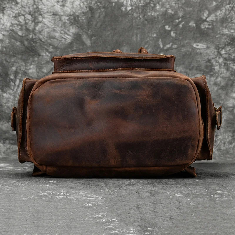 Genuine Leather Laptop Backpack 17" Men Travel Daypack Bag