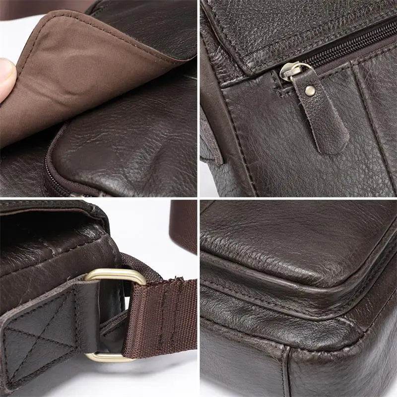 Genuine Leather Men's Shoulder Bag – High Quality Cowhide Crossbody - VacationGrabs