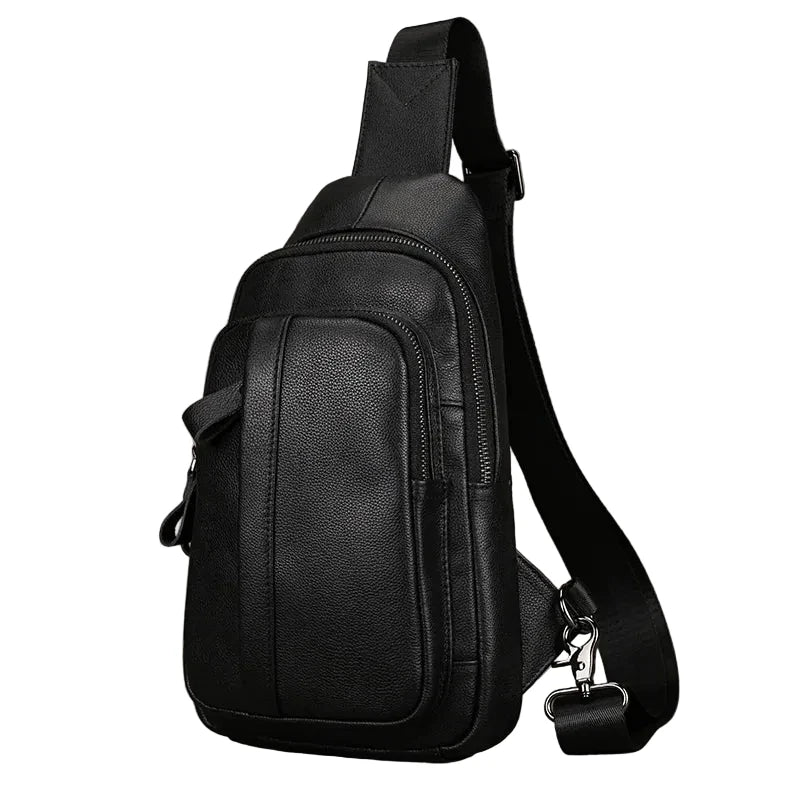 Bolso cruzado de cuero para hombre VacationGrabs con carga USB