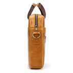 Maletín de cuero para hombre, bolso para portátil de 15,6", cuero de capa superior