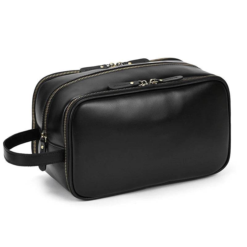 Personalized Groomsmen Leather Toiletry Kit Makeup Pouch for Men - VacationGrabs