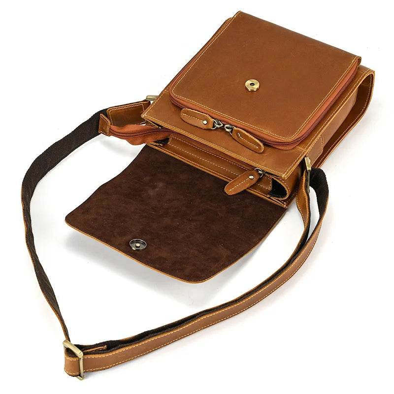 Genuine Leather Men’s Shoulder Bag Casual Crossbody Messenger Bag - VacationGrabs