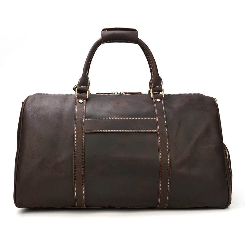 Luxury Travel Handbag With Suit Compartment Genuine Leather - VacationGrabs