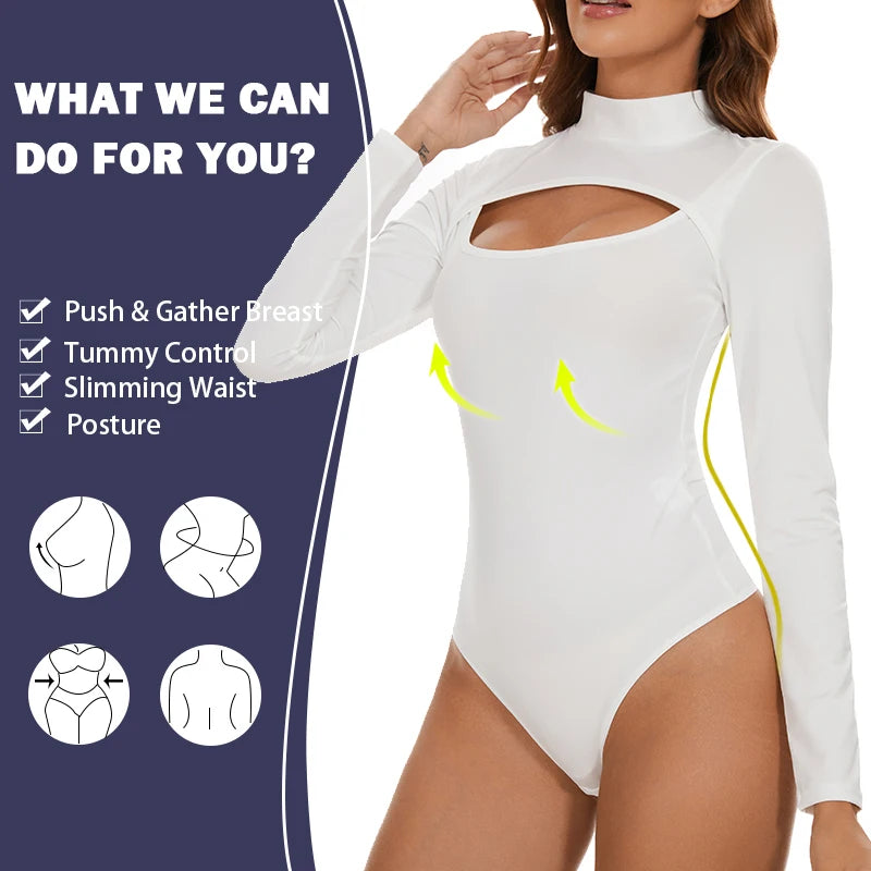 High Collar Shapewear Corset Bodysuit, Tummy Control Tank
