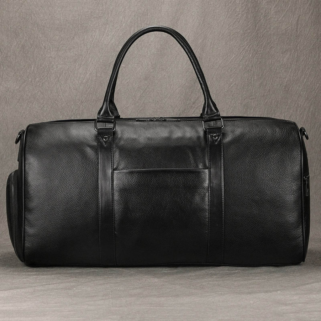 Large Capacity Men’s Genuine Leather Duffel for Travel and Fitness - VacationGrabs