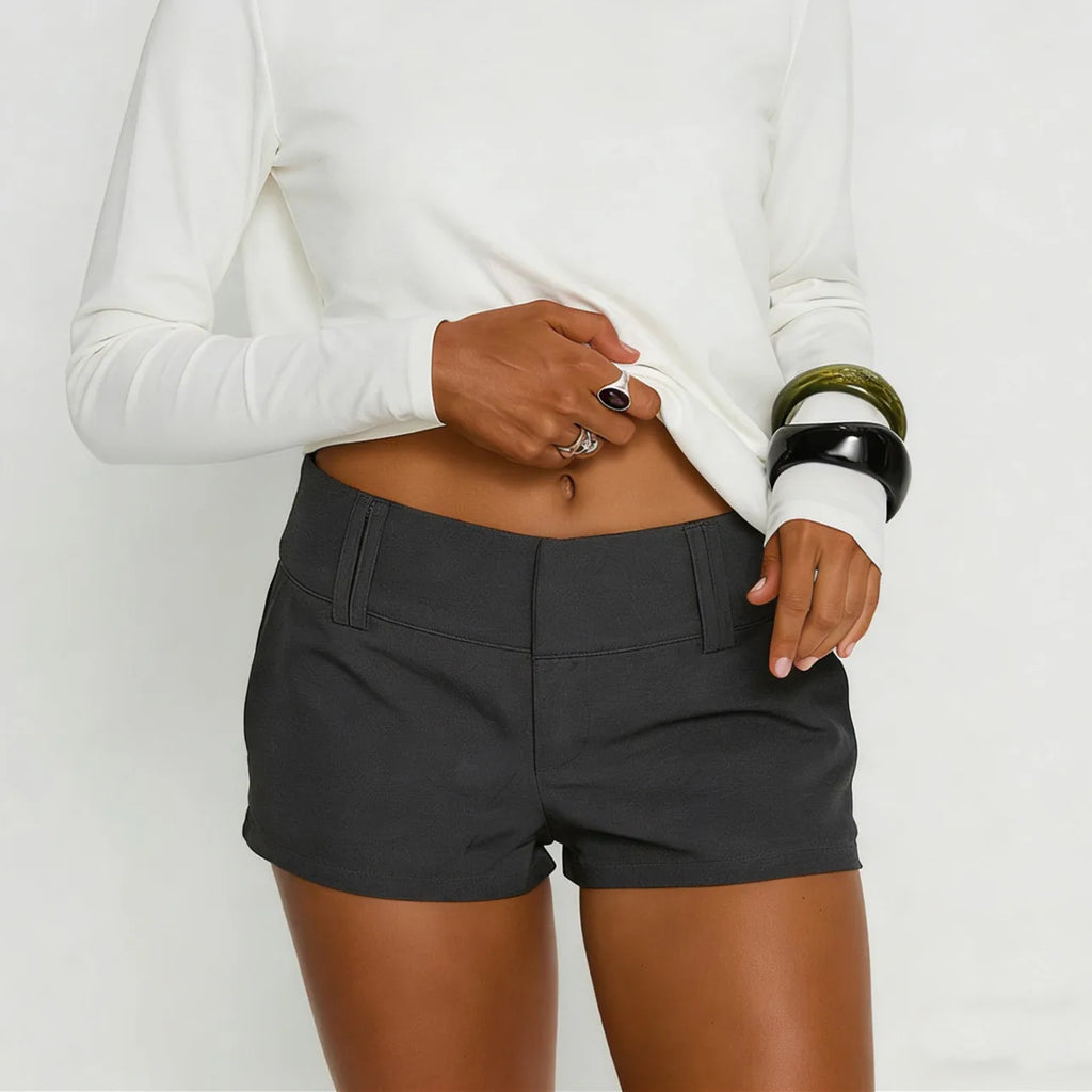 VacationGrabs Womens Low Rise Shorts Casual Solid Color Tight Fitted Mini Boxer Shorts Bottom Stylish Summer Fashion Streetwear