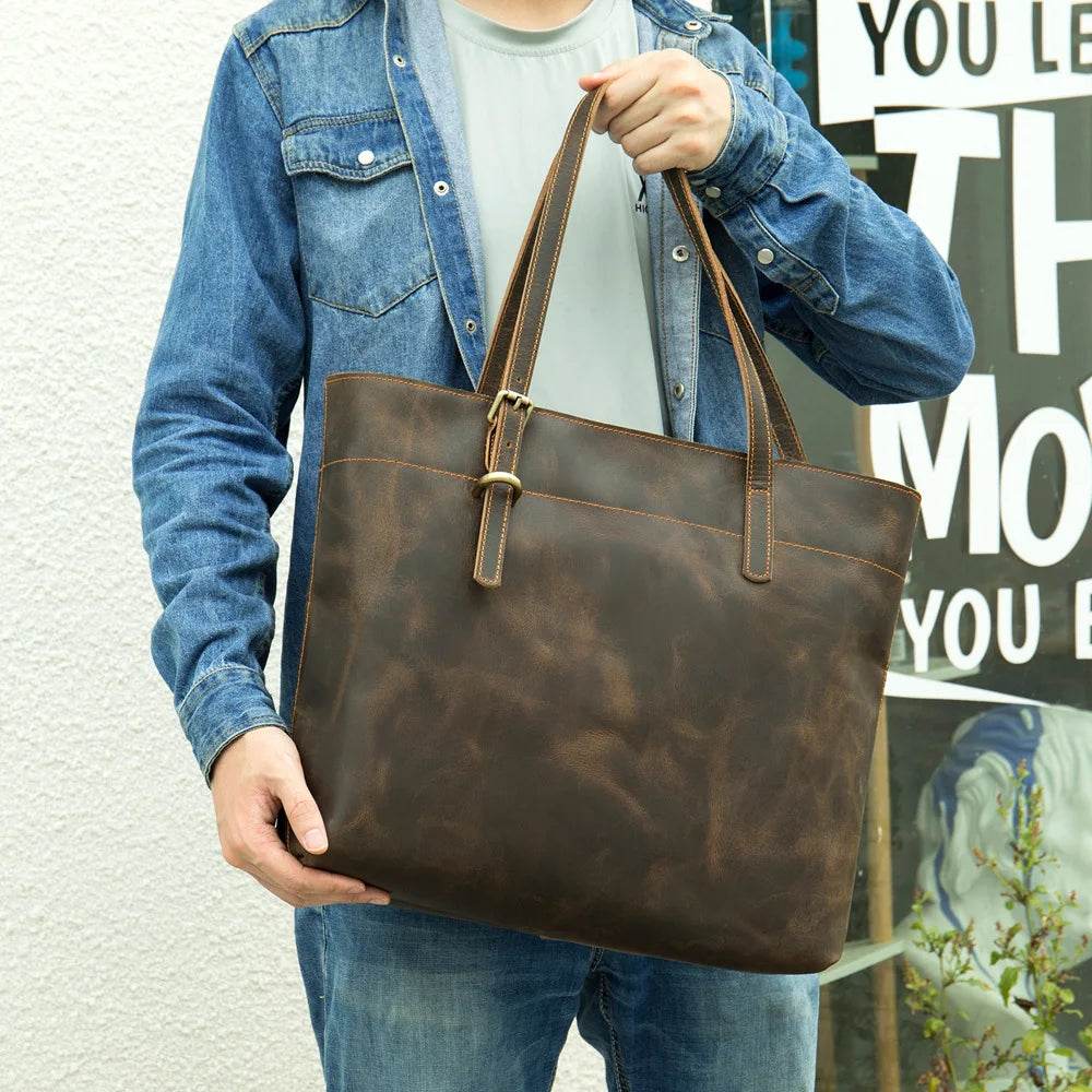 Genuine Leather Business Shoulder Bag for Documents Messenger Bag - VacationGrabs