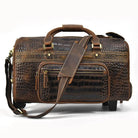 Large Genuine Leather Trolley Duffel – Rolling Luggage Bag - VacationGrabs