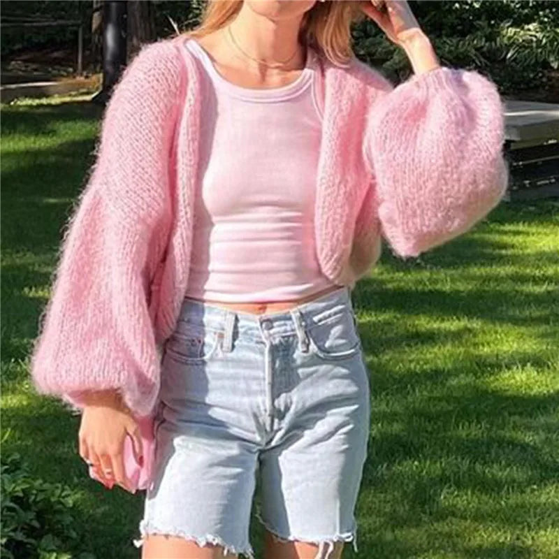 VacationGrabs Casual Knitted Cardigan Women Solid Color Sweater Long Sleeve Loose Outcoat Autumn Winter Tops Lady Streetwear