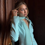 Tiffany Blue Blazer, Mini Skirt & Flare Trouser Separates