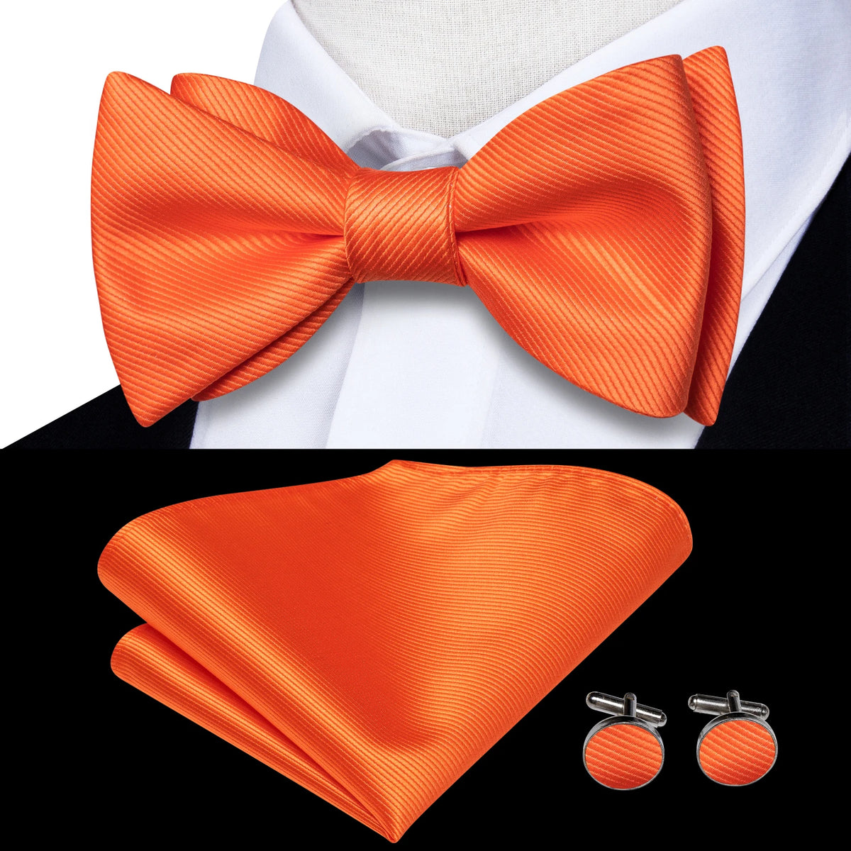 Elegant Mens Bow Tie Set with Cufflinks - Various Colors