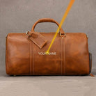 Custom Name Leather Duffel Bag Men’s Weekender Travel Bag - VacationGrabs