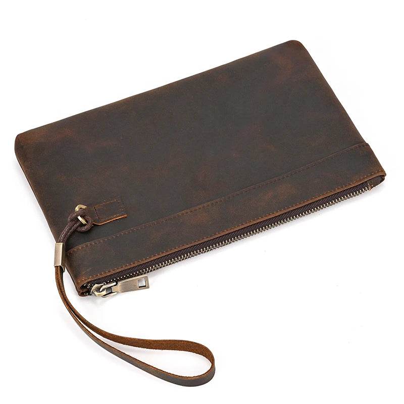 Fashion Genuine Leather Men’s Day Clutches 6-inch iPhone Wallet Cowskin Clutch - VacationGrabs