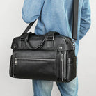 Men's Business Briefcase Leather Travel Tote Bag - VacationGrabs