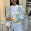 VacationGrabs Women Oversized Cardigan Sweaters Color Block Long Sleeve Chunky Knit Sweaters Coat Y2K Open Front Colorful Cardigans