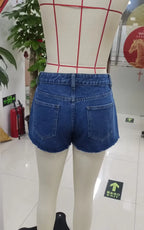VacationGrabs Womens Low Waist Distressed Denim Shorts Frayed Raw Hem Ripped Jeans Shorts with Inner Layer Casual Streetwear Hot Pants