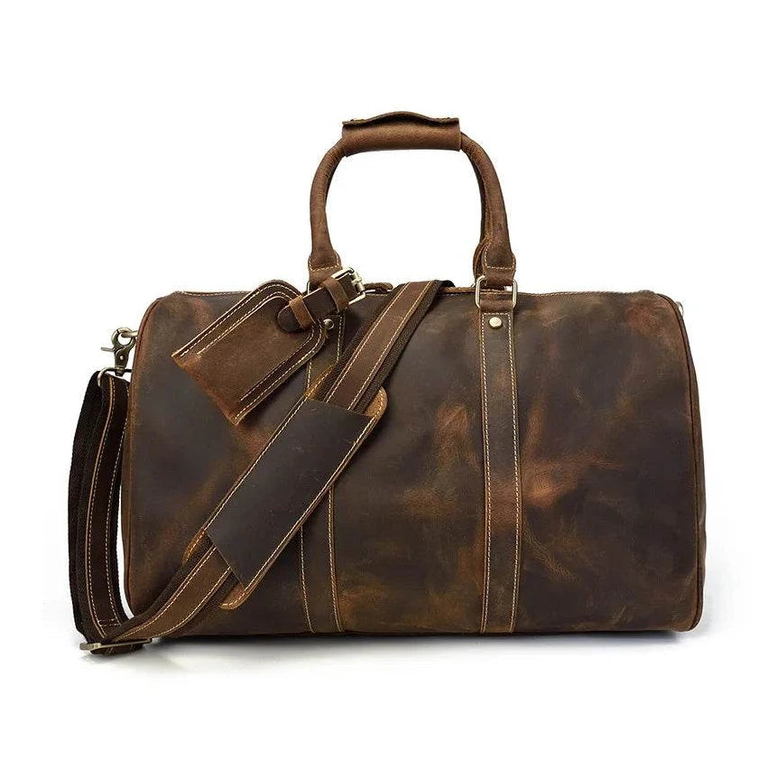 Vintage Leather Travel Duffel Hand Luggage Men’s Business Bag - VacationGrabs