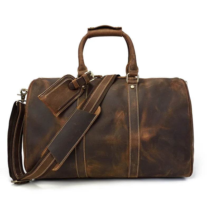 Vintage Leather Travel Duffel Hand Luggage Men’s Business Bag - VacationGrabs