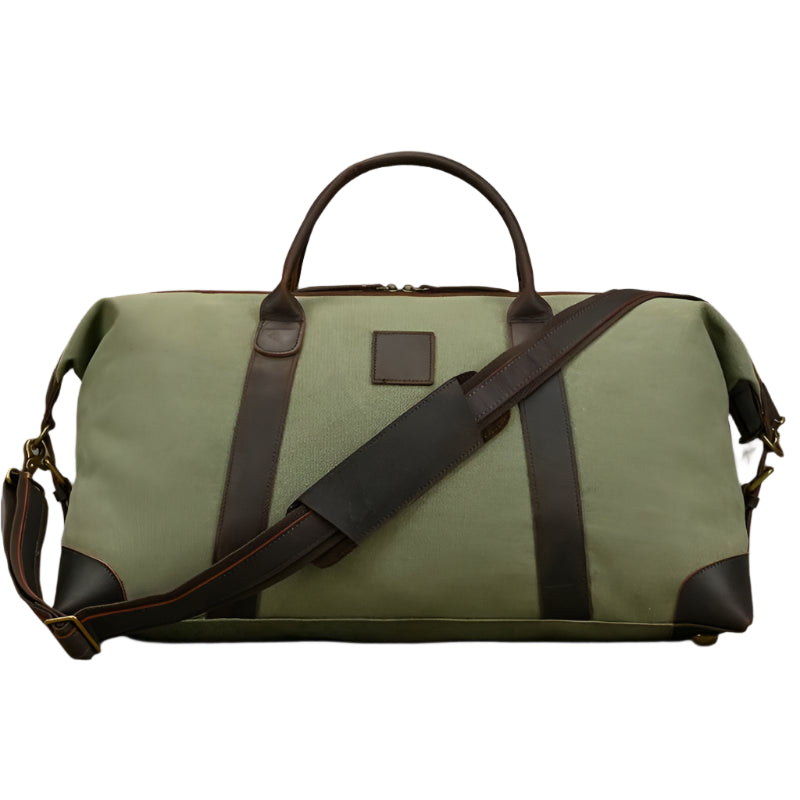 Canvas & Leather Travel Bag for Men Large Shoulder Weekender Bag - VacationGrabs